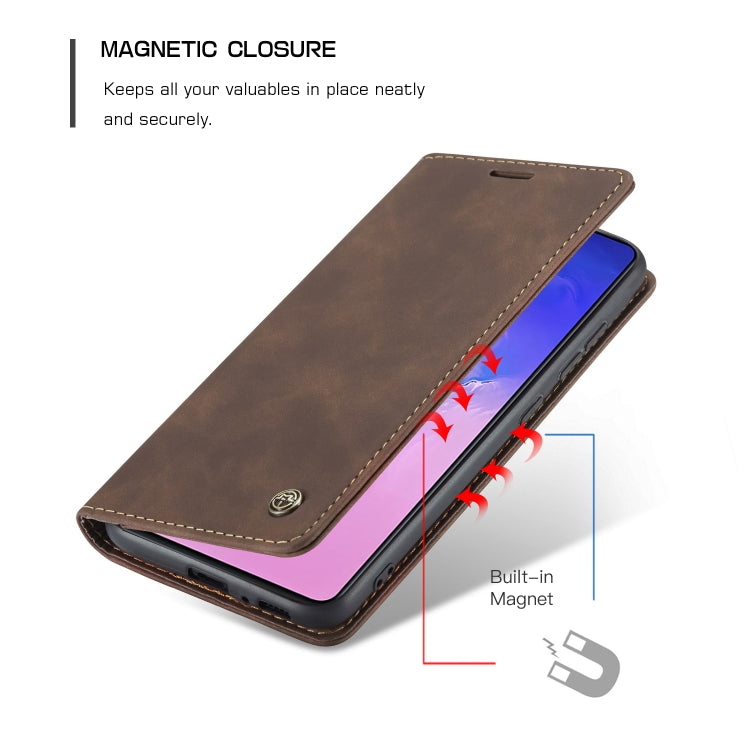 For Galaxy A91 / S10 Lite CaseMe Multifunctional Horizontal Flip Leather Case, with Card Slot & Holder & Wallet(Coffee)