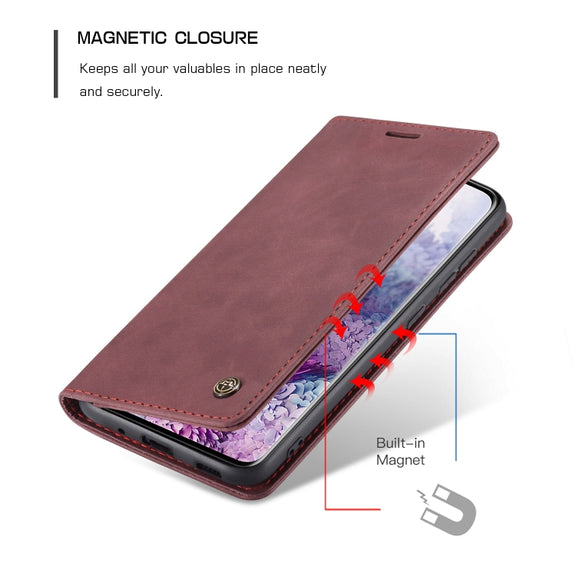 For Galaxy S20 Plus CaseMe Multifunctional Horizontal Flip Leather Case, with Card Slot & Holder & Wallet(Wine Red)