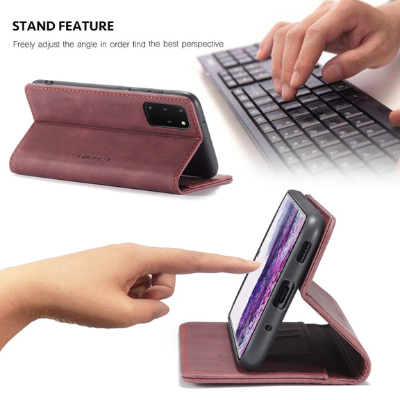 For Galaxy S20 Plus CaseMe Multifunctional Horizontal Flip Leather Case, with Card Slot & Holder & Wallet(Wine Red)