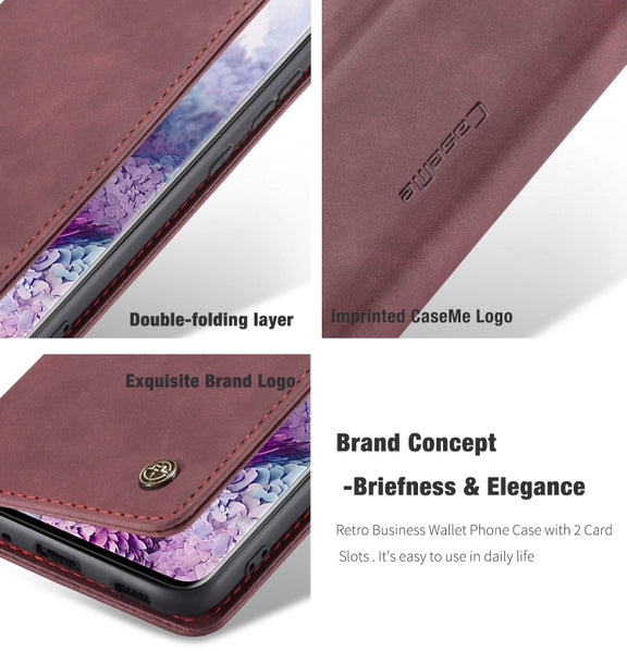 For Galaxy S20 Plus CaseMe Multifunctional Horizontal Flip Leather Case, with Card Slot & Holder & Wallet(Wine Red)