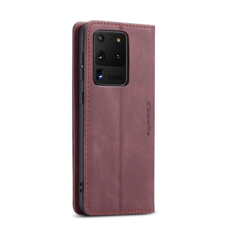 For Galaxy S20 Ultra CaseMe Multifunctional Horizontal Flip Leather Case, with Card Slot & Holder & Wallet(Wine Red)