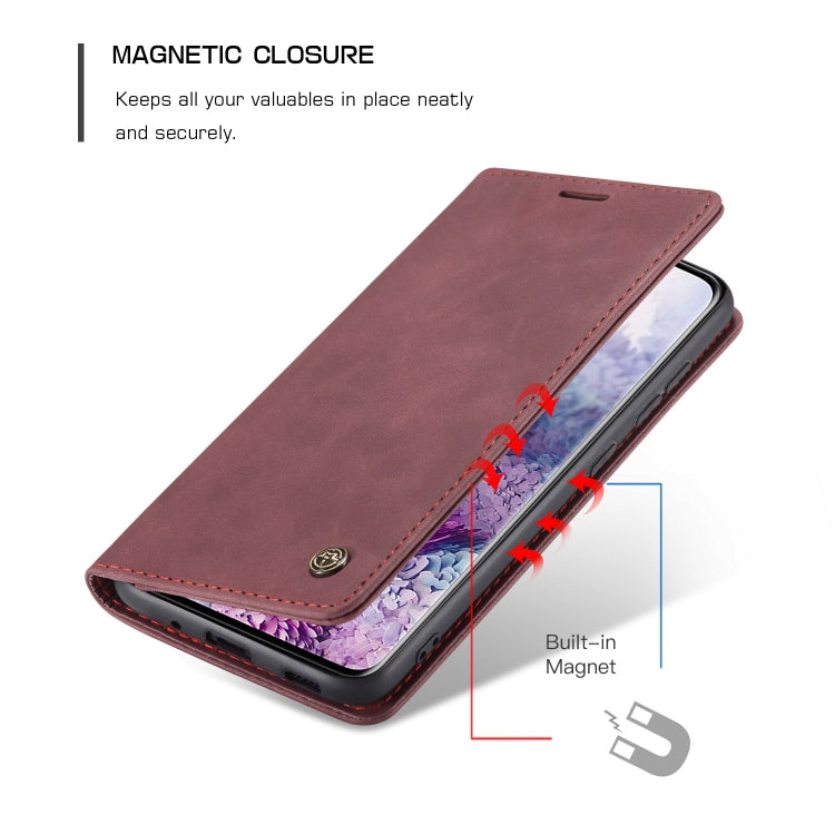 For Galaxy S20 Ultra CaseMe Multifunctional Horizontal Flip Leather Case, with Card Slot & Holder & Wallet(Wine Red)
