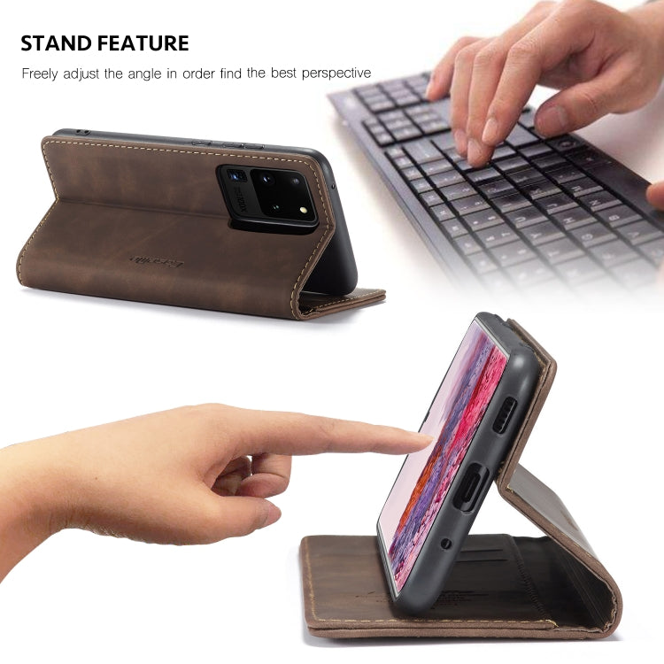 For Galaxy S20 Ultra CaseMe Multifunctional Horizontal Flip Leather Case, with Card Slot & Holder & Wallet(Coffee)