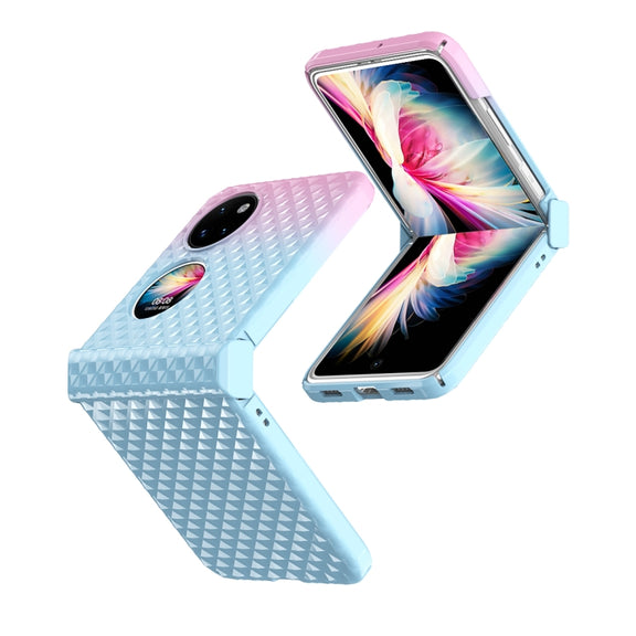 For Huawei P50 Pocket Rainbow Gradient Hinge Shockproof Phone Case(Blue Pink)