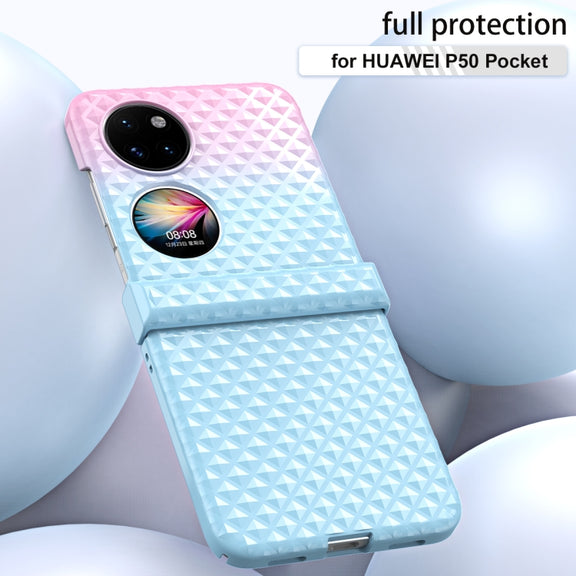 For Huawei P50 Pocket Rainbow Gradient Hinge Shockproof Phone Case(Blue Pink)