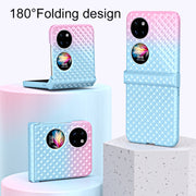 For Huawei P50 Pocket Rainbow Gradient Hinge Shockproof Phone Case(Blue Pink)