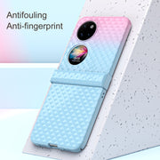 For Huawei P50 Pocket Rainbow Gradient Hinge Shockproof Phone Case(Blue Pink)
