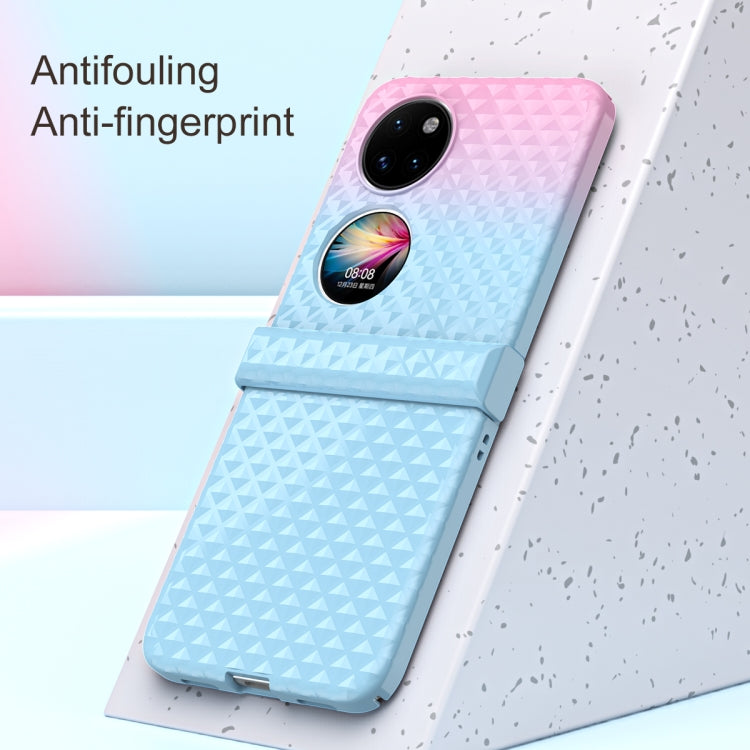 For Huawei P50 Pocket Rainbow Gradient Hinge Shockproof Phone Case(Blue Pink)