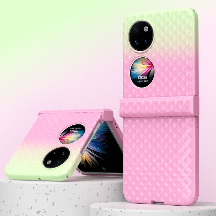 For Huawei P50 Pocket Rainbow Gradient Hinge Shockproof Phone Case(Pink Green) - Huawei Cases by PMC TechLife | Online Shopping South Africa | PMC TechLife | Buy Now Pay Later Mobicred