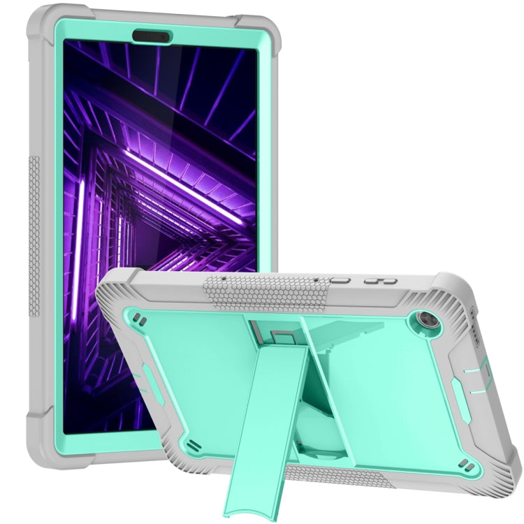 For Lenovo Tab M10 Plus X606 10.3 inch Silicone + PC Holder Shockproof Tablet Case(Grey+Mint Green) - Lenovo by PMC TechLife | Online Shopping South Africa | PMC TechLife | Buy Now Pay Later Mobicred