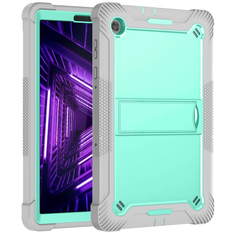 For Lenovo Tab M10 Plus X606 10.3 inch Silicone + PC Holder Shockproof Tablet Case(Grey+Mint Green) - Lenovo by PMC TechLife | Online Shopping South Africa | PMC TechLife | Buy Now Pay Later Mobicred