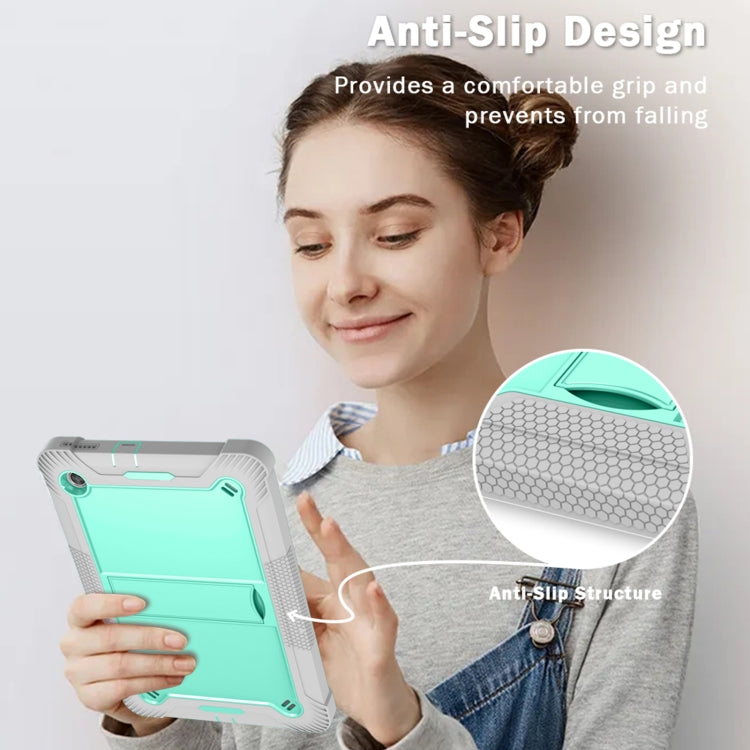 For Lenovo Tab M10 Plus X606 10.3 inch Silicone + PC Holder Shockproof Tablet Case(Grey+Mint Green) - Lenovo by PMC TechLife | Online Shopping South Africa | PMC TechLife | Buy Now Pay Later Mobicred