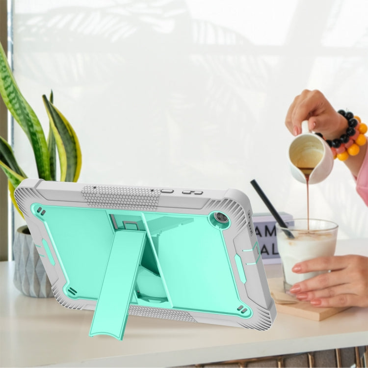 For Lenovo Tab M10 Plus X606 10.3 inch Silicone + PC Holder Shockproof Tablet Case(Grey+Mint Green) - Lenovo by PMC TechLife | Online Shopping South Africa | PMC TechLife | Buy Now Pay Later Mobicred