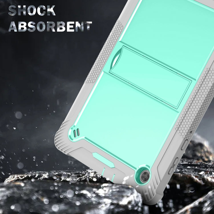 For Lenovo Tab M10 Plus X606 10.3 inch Silicone + PC Holder Shockproof Tablet Case(Grey+Mint Green) - Lenovo by PMC TechLife | Online Shopping South Africa | PMC TechLife | Buy Now Pay Later Mobicred