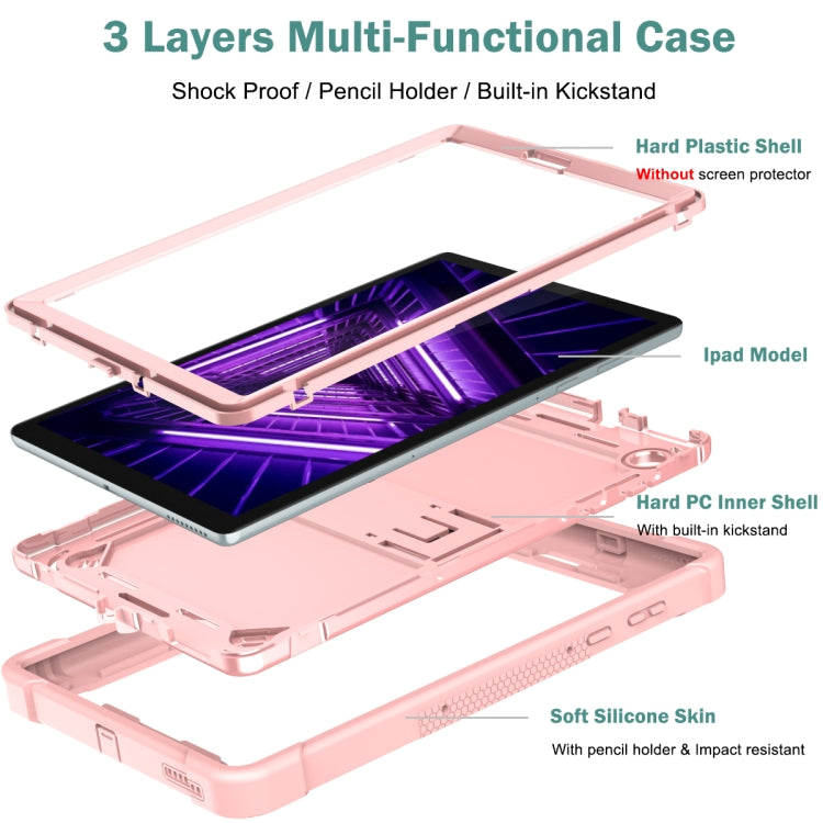 For Lenovo Tab M10 Plus X606 10.3 inch Silicone + PC Holder Shockproof Tablet Case(Rose Gold) - Lenovo by PMC TechLife | Online Shopping South Africa | PMC TechLife | Buy Now Pay Later Mobicred