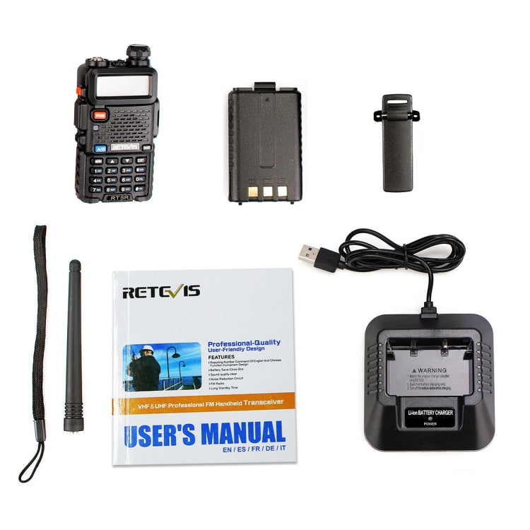 RETEVIS RT5R EU Frequency 144-146MHz & 430-440MHz Handheld Two Way Radio Walkie Talkie(Black) - free shipping - PMC TechLife - Order now!