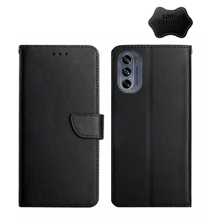 For Motorola Moto G62 5G Genuine Leather Fingerprint-proof Horizontal Flip Phone Case(Black) - Motorola Cases by PMC TechLife | Online Shopping South Africa | PMC TechLife | Buy Now Pay Later Mobicred