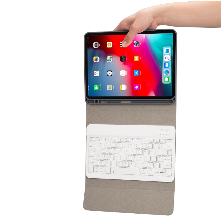 RK11 Cloth Texture Detachable Magnetic Bluetooth Keyboard Horizontal Flip Leather Tablet Case for iPad Pro 11 2020 / 2018 with Holder & Pen Slot(Blue)