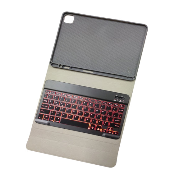 RK11D Backlight Cloth Texture Detachable Magnetic Bluetooth Keyboard Horizontal Flip Leather Tablet Case for iPad Pro 11 2020 / 2018 with Holder & Pen Slot(Rose Gold)
