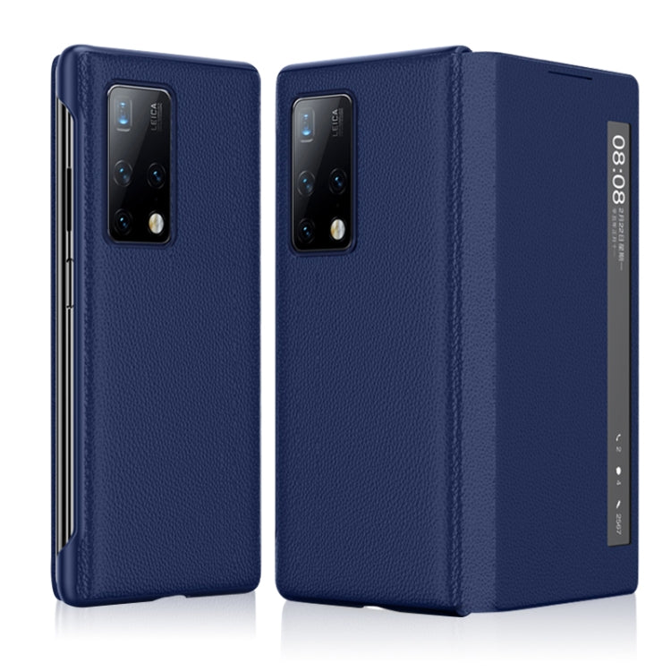 For Huawei Mate X2 Litchi Texture Horizontal Flip Leather Phone Case with Smart Touch Call Display ID(Blue) - Huawei Cases by PMC TechLife | Online Shopping South Africa | PMC TechLife | Buy Now Pay Later Mobicred