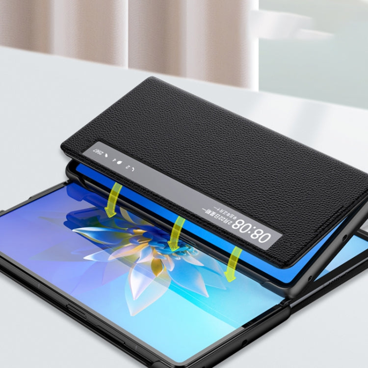For Huawei Mate X2 Litchi Texture Horizontal Flip Leather Phone Case with Smart Touch Call Display ID(Blue) - Huawei Cases by PMC TechLife | Online Shopping South Africa | PMC TechLife | Buy Now Pay Later Mobicred