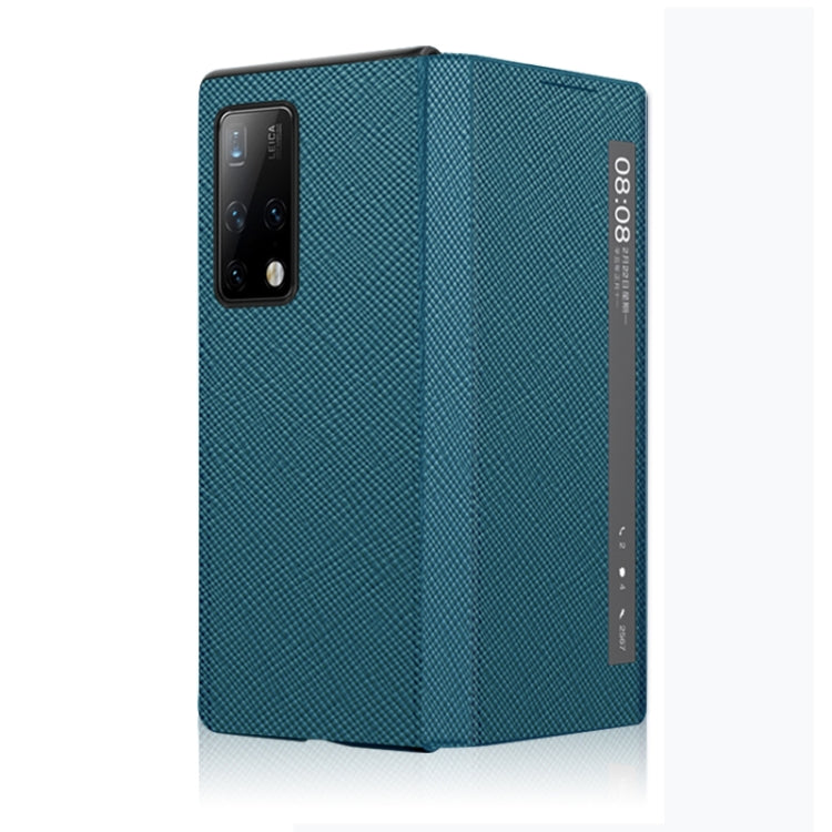 For Huawei Mate X2 Cross Texture Horizontal Flip Leather Phone Case with Smart Touch Call Display ID(Light Blue) - Huawei Cases by PMC TechLife | Online Shopping South Africa | PMC TechLife | Buy Now Pay Later Mobicred