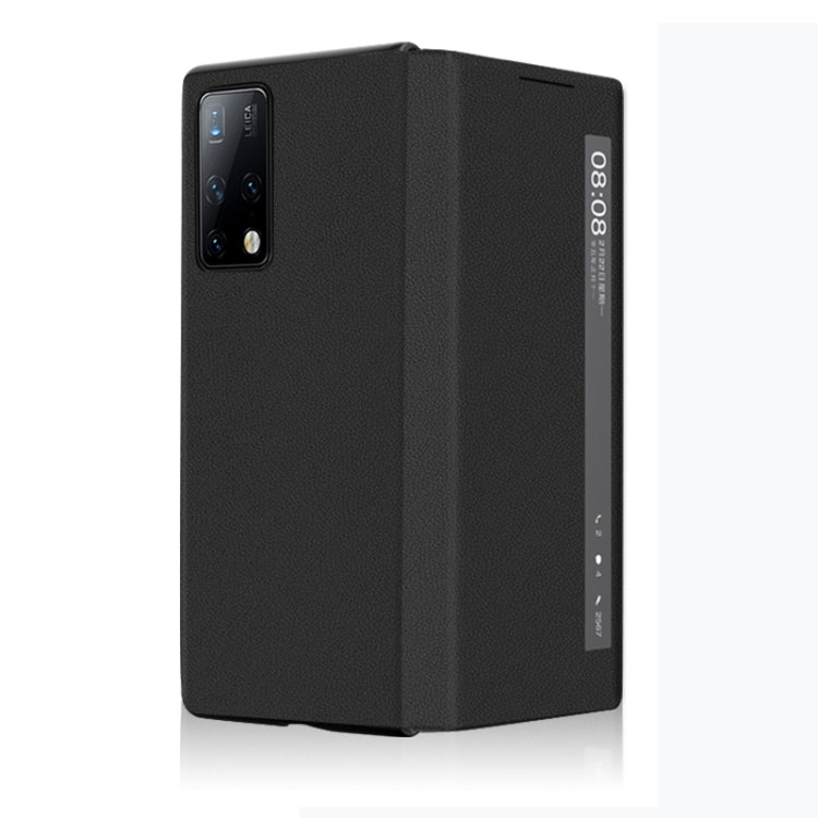 For Huawei Mate X2 Leather Texture Horizontal Flip Phone Case with Smart Touch Call Display ID(Black) - Huawei Cases by PMC TechLife | Online Shopping South Africa | PMC TechLife | Buy Now Pay Later Mobicred