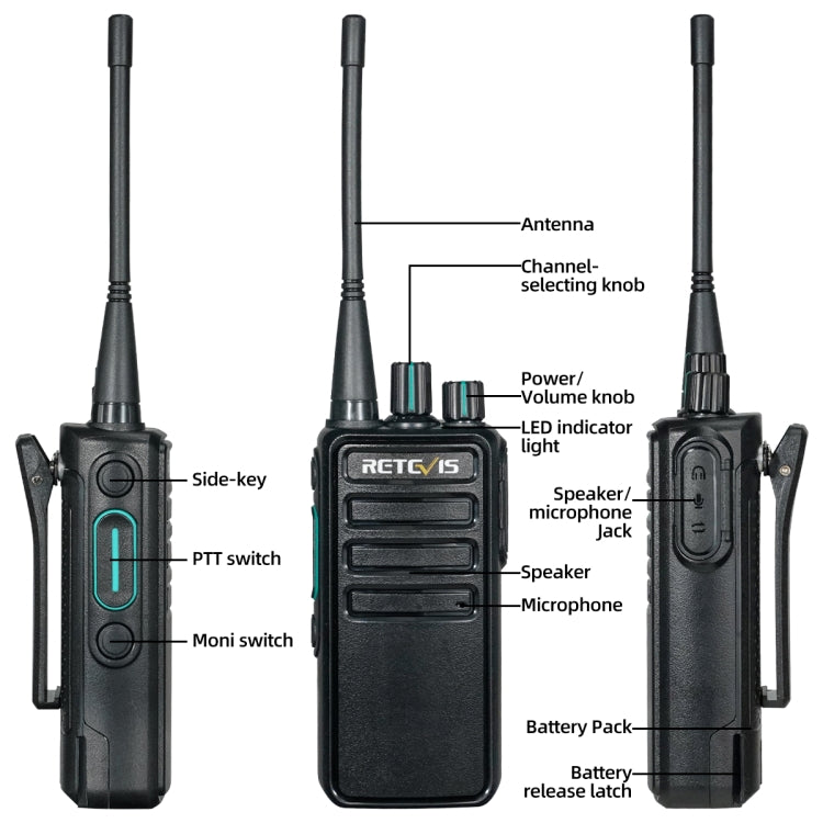 1 Pair RETEVIS RB29 FRS Free-license Two Way Radio Walkie Talkie(Black) - free shipping - PMC Jewellery - Order now!