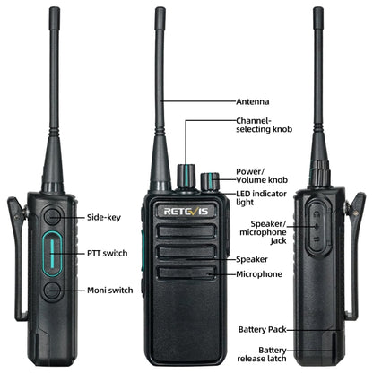 1 Pair RETEVIS RB29 FRS Free-license Two Way Radio Walkie Talkie(Black) - free shipping - PMC Jewellery - Order now!