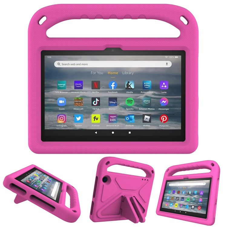 For Amazon Fire 7 2022 Handle EVA Shockproof Tablet Case with Triangle Holder(Rose Red) - Amazon by PMC TechLife | Online Shopping South Africa | PMC TechLife | Buy Now Pay Later Mobicred