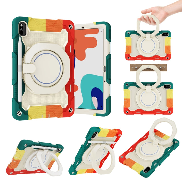 For Huawei MatePad 10.4 Armor Contrast Color Silicone + PC Tablet Case(Colorful Red)