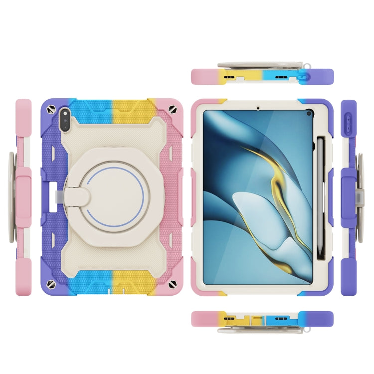 For Huawei Matepad Pro 10.8 Armor Contrast Color Silicone + PC Tablet Case(Colorful Pink)