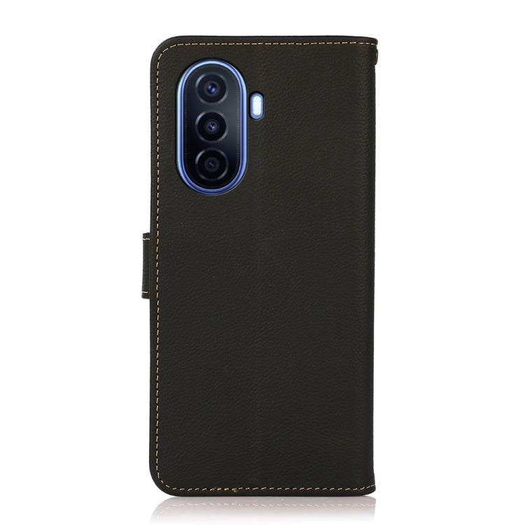 For Huawei nova Y70 Plus KHAZNEH Custer Genuine Leather RFID Phone Case(Black) - Huawei Cases by PMC TechLife | Online Shopping South Africa | PMC TechLife | Buy Now Pay Later Mobicred
