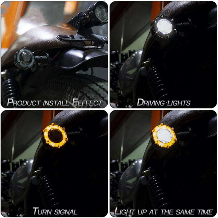 2 PCS PE-ZSD-174 Motorcycle Flashing Rotation Mode LED Two-color Modified Round Turn Signal Light(Yellow + White Light) - Grips by PMC TechLife | Online Shopping South Africa | PMC TechLife | Buy Now Pay Later Mobicred