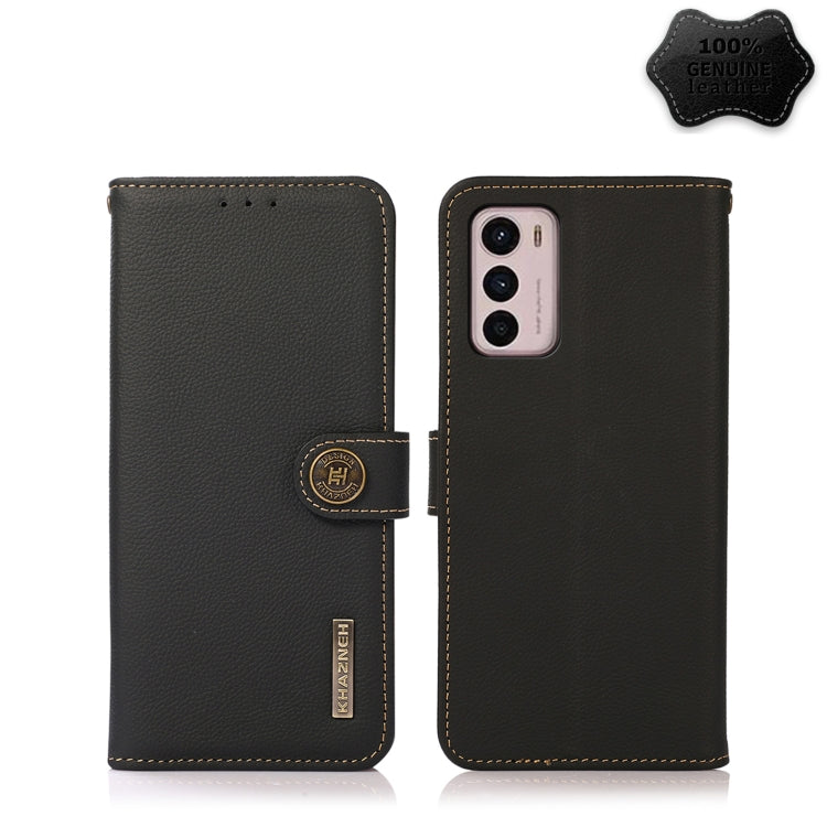 For Motorola Moto G42 KHAZNEH Custer Genuine Leather RFID Phone Case(Black) - Motorola Cases by PMC TechLife | Online Shopping South Africa | PMC TechLife | Buy Now Pay Later Mobicred