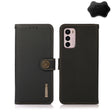 For Motorola Moto G42 KHAZNEH Custer Genuine Leather RFID Phone Case(Black) - Motorola Cases by PMC TechLife | Online Shopping South Africa | PMC TechLife | Buy Now Pay Later Mobicred
