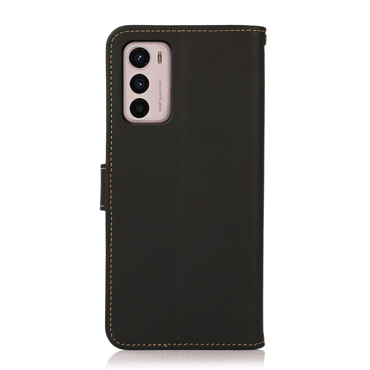 For Motorola Moto G42 KHAZNEH Custer Genuine Leather RFID Phone Case(Black) - Motorola Cases by PMC TechLife | Online Shopping South Africa | PMC TechLife | Buy Now Pay Later Mobicred