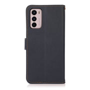 For Motorola Moto G42 KHAZNEH Custer Genuine Leather RFID Phone Case(Blue)