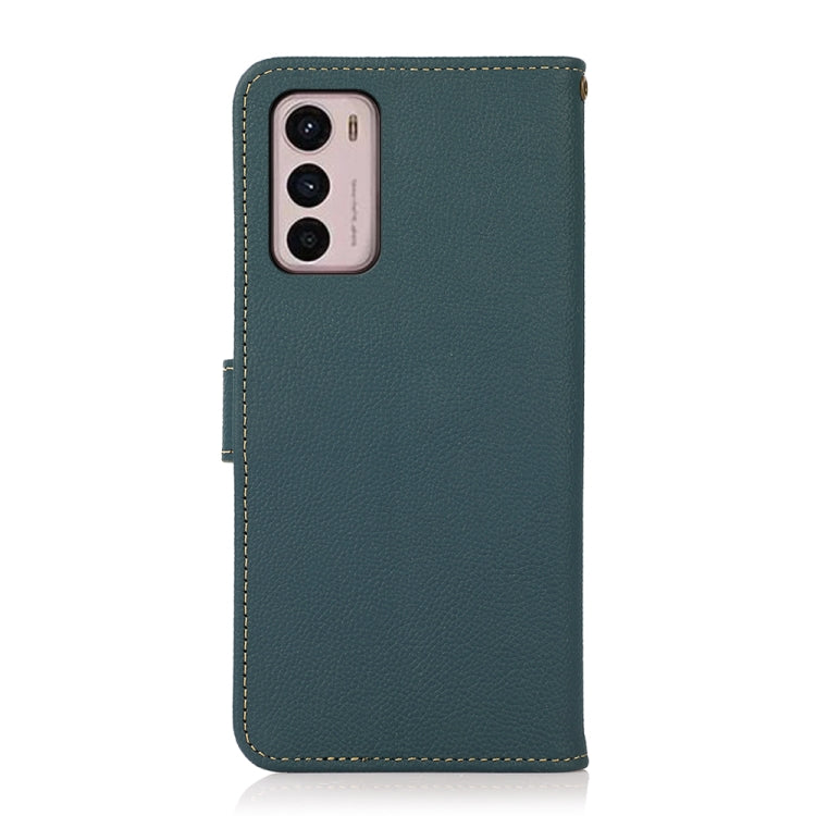 For Motorola Moto G42 KHAZNEH Custer Genuine Leather RFID Phone Case(Green) - Motorola Cases by PMC TechLife | Online Shopping South Africa | PMC TechLife | Buy Now Pay Later Mobicred