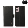 For Motorola Moto G42 KHAZNEH Side-Magnetic Litchi Genuine Leather RFID Phone Case(Black) - Motorola Cases by PMC TechLife | Online Shopping South Africa | PMC TechLife | Buy Now Pay Later Mobicred