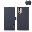 For Motorola Moto G42 KHAZNEH Side-Magnetic Litchi Genuine Leather RFID Phone Case(Blue) - Motorola Cases by PMC TechLife | Online Shopping South Africa | PMC TechLife | Buy Now Pay Later Mobicred