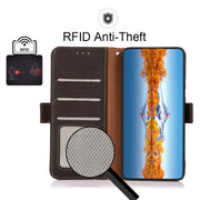 For Motorola Moto G42 KHAZNEH Side-Magnetic Litchi Genuine Leather RFID Phone Case(Brown)