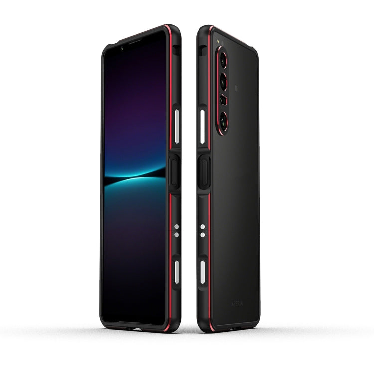 For Sony Xperia 1 IV Aurora Series Lens Protector + Metal Frame Protective Phone Case(Black Red) - Sony Cases by PMC Jewellery | Online Shopping South Africa | PMC Jewellery | Buy Now Pay Later Mobicred