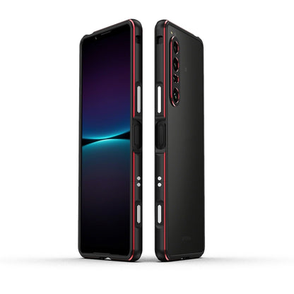 For Sony Xperia 1 IV Aurora Series Lens Protector + Metal Frame Protective Phone Case(Black Red) - Sony Cases by PMC Jewellery | Online Shopping South Africa | PMC Jewellery | Buy Now Pay Later Mobicred