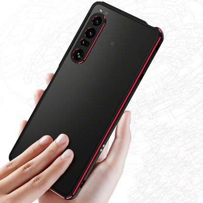 For Sony Xperia 1 IV Aurora Series Lens Protector + Metal Frame Protective Phone Case(Black Red) - Sony Cases by PMC Jewellery | Online Shopping South Africa | PMC Jewellery | Buy Now Pay Later Mobicred