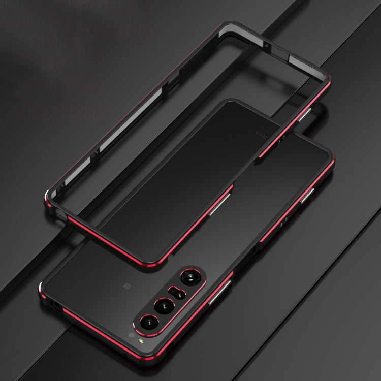 For Sony Xperia 1 IV Aurora Series Lens Protector + Metal Frame Protective Phone Case(Black Silver)