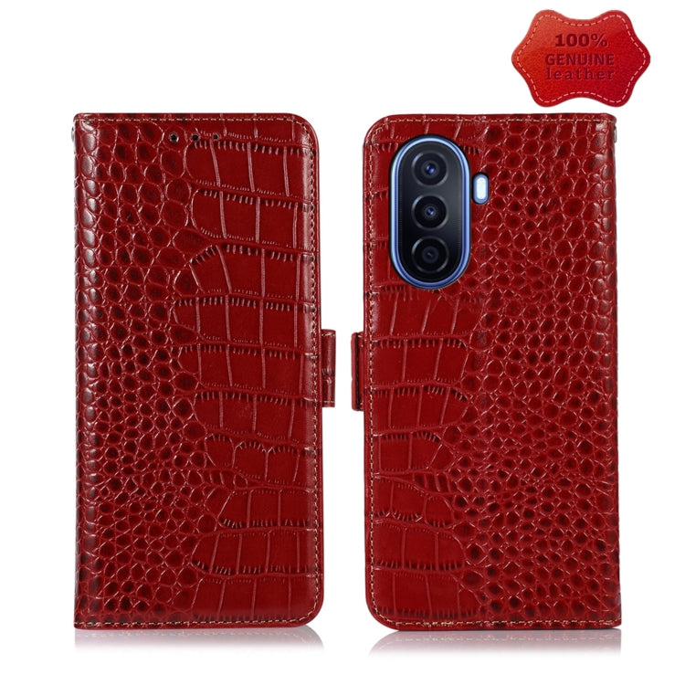 For Huawei Enjoy 50 CN / nova Y70 Plus / Y70 4G CN Crocodile Top Layer Cowhide Leather Phone Case(Red) - Huawei Cases by PMC TechLife | Online Shopping South Africa | PMC TechLife | Buy Now Pay Later Mobicred