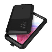 For Samsung Galaxy A53 LOVE MEI Metal Shockproof Water-resistant Dustproof Protective Phone Case with Glass(Silver)