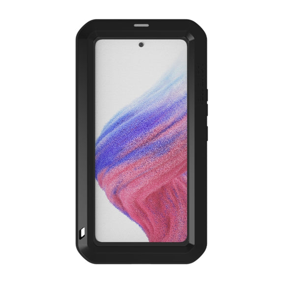 For Samsung Galaxy A53 LOVE MEI Metal Shockproof Water-resistant Dustproof Protective Phone Case with Glass(Red)