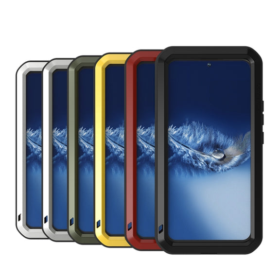 For Samsung Galaxy S22+ LOVE MEI Metal Shockproof Water-resistant Dustproof Protective Phone Case with Glass(Black)